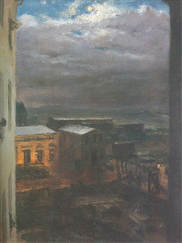 Adolph von Menzel The Anhalter Railway Station by Moonlight